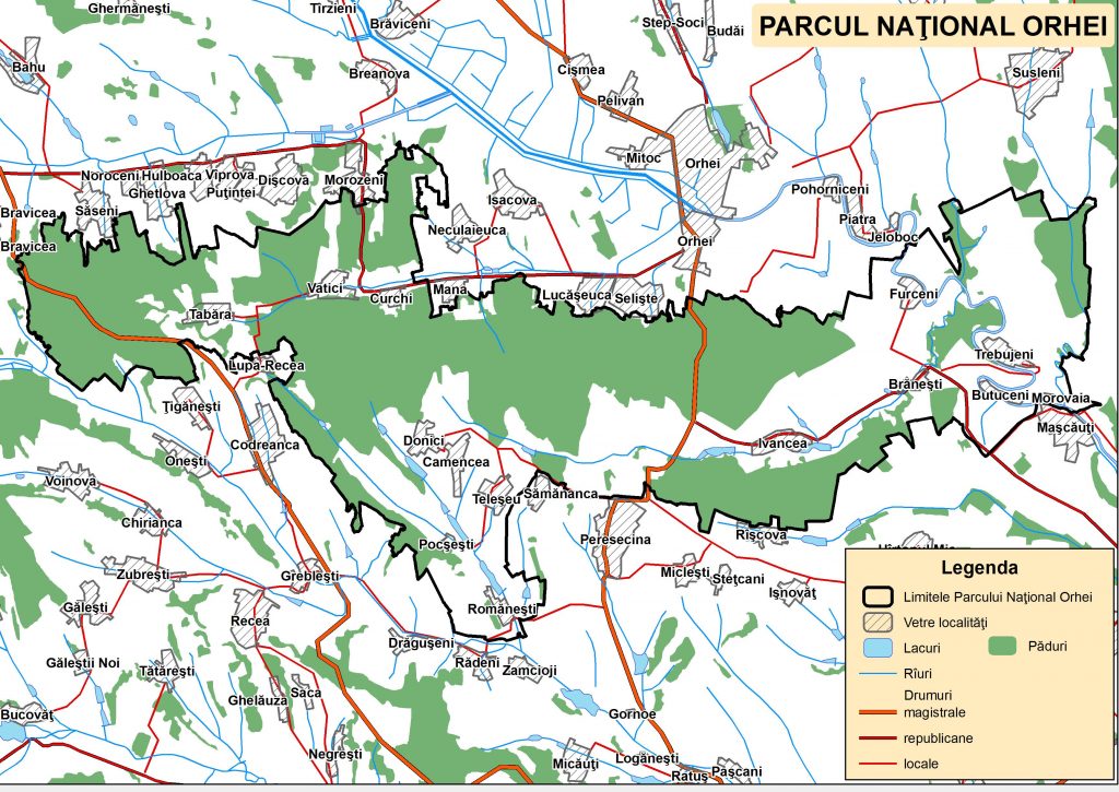 Harta Parcului Naţional Orhei