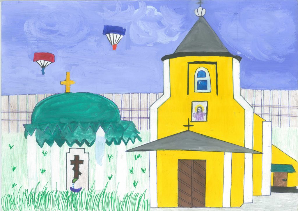Biserica de la Marcăuți - desen de eleva Sanda Ursu