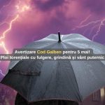 Avertizare Cod Galben pentru 5 mai! Ploi torențiale cu fulgere, grindină și rafale puternice de vânt!